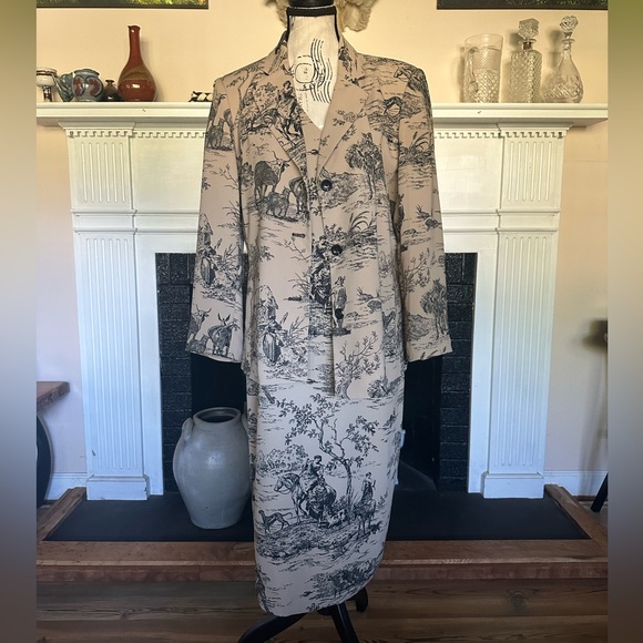 Harve Benard Dresses & Skirts - Harvé Benard Toile de Jouy Blazer Jacket & Sheath Dress Two Piece Suit 10/12